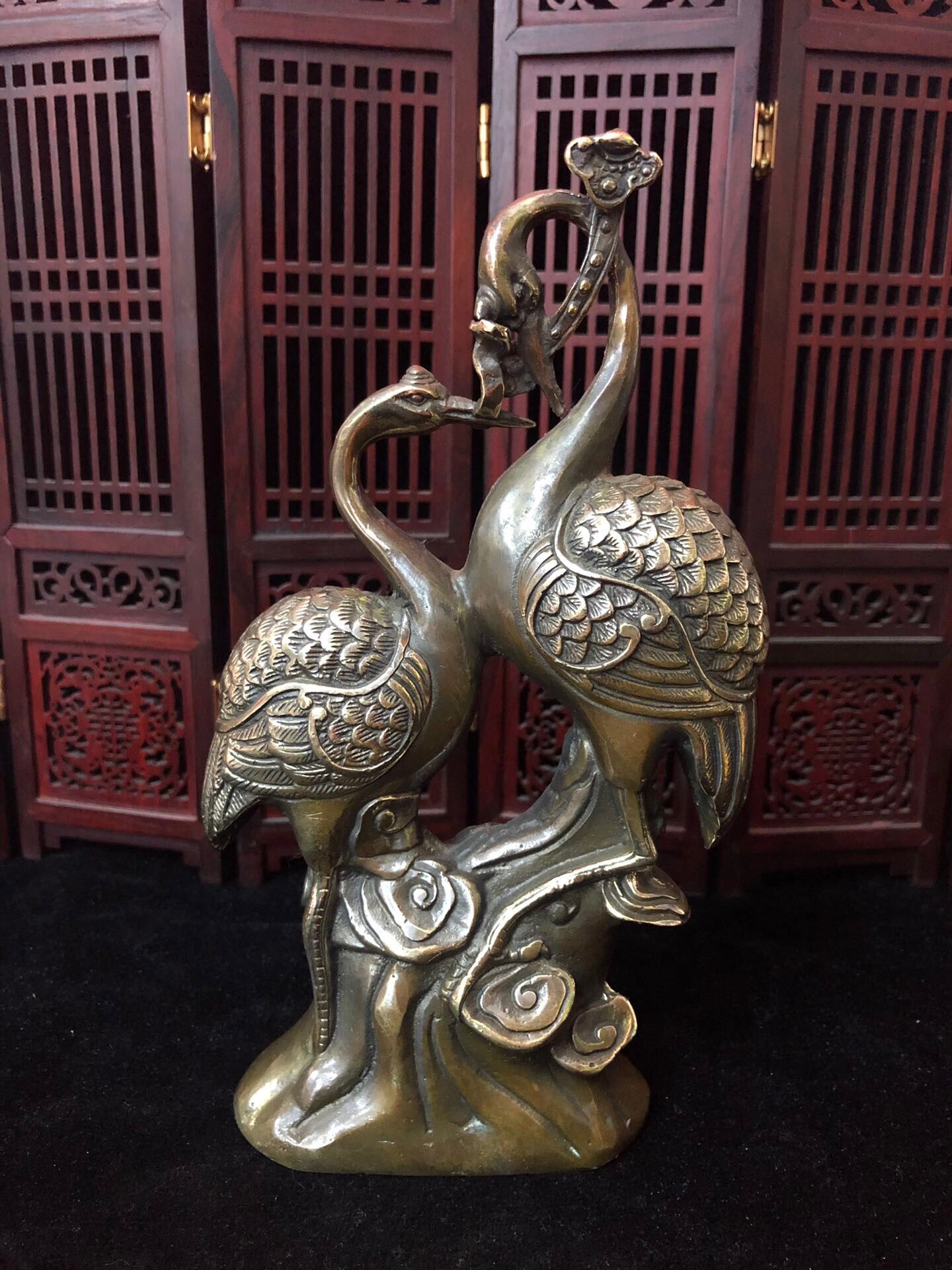 仙鹤好百年礼品工艺结婚迎铜黄铜铜纯招财做旧摆件