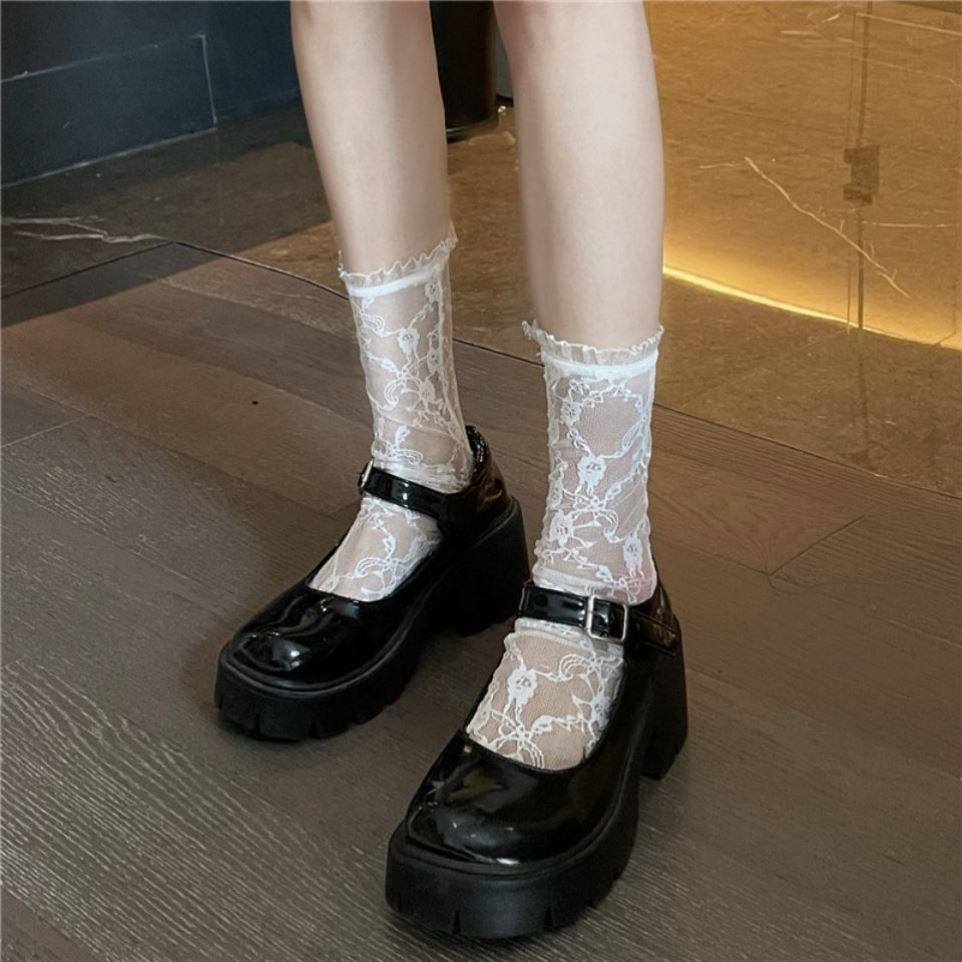 花边蕾丝仙女白色袜子ins夏季超薄日系洛丽塔甜美网红韩版中筒袜