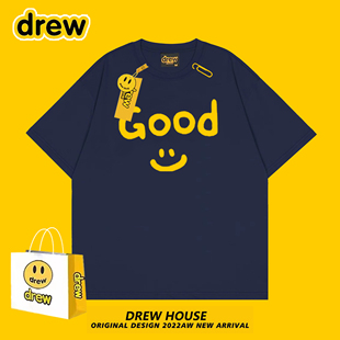 Drew house笑脸短袖good字母小众潮牌美式街头男宽松百搭纯棉T恤