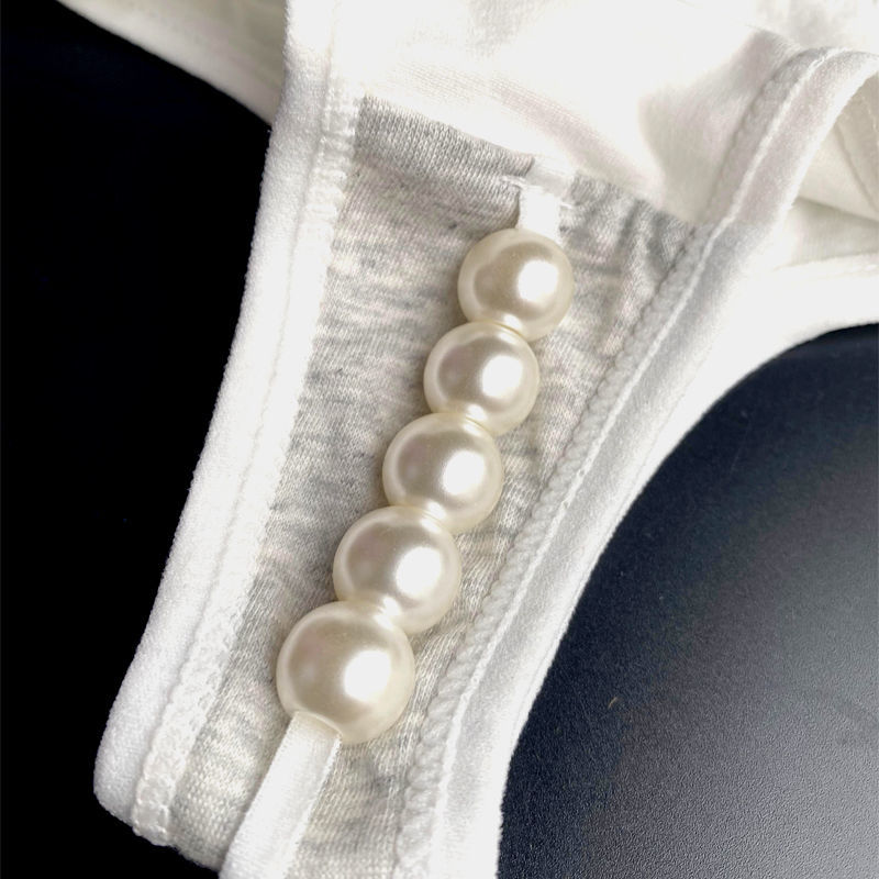 大珍珠内裤女内入珍珠内裤超大颗粒鲍里藏珍珠内裤纯白色透明纯棉