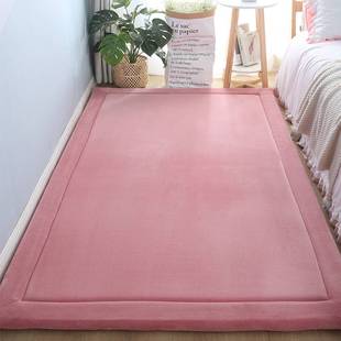 红色床边小地毯定制女孩房间地垫大面积卧室全铺加厚爬行榻榻米垫