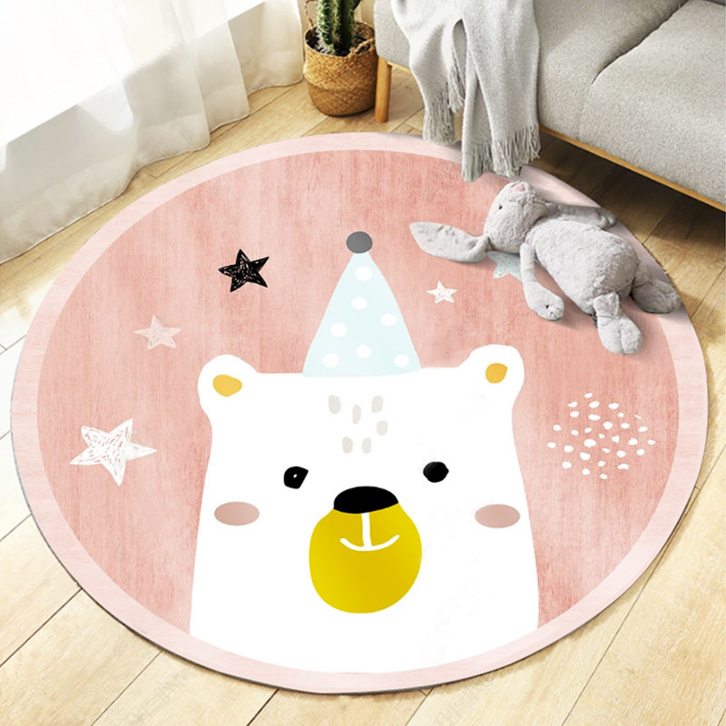 北欧圆形地垫可爱卡通儿童房地毯卧室床边电脑椅垫子帐篷吊篮地垫