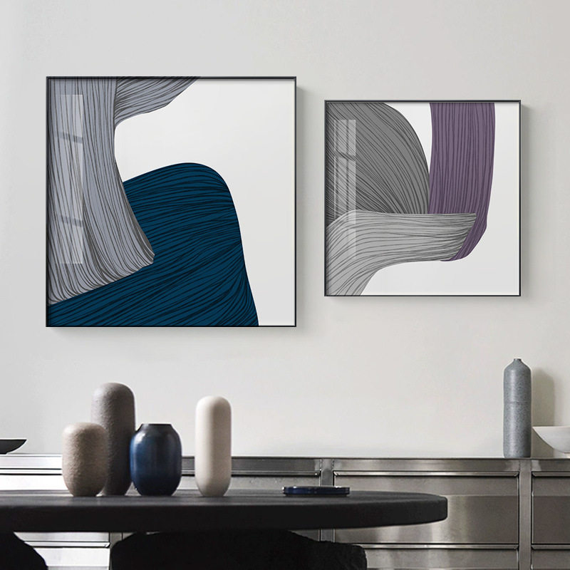 现代极简餐厅装饰画北欧个性创意艺术挂画线条抽象画客厅玄关壁画