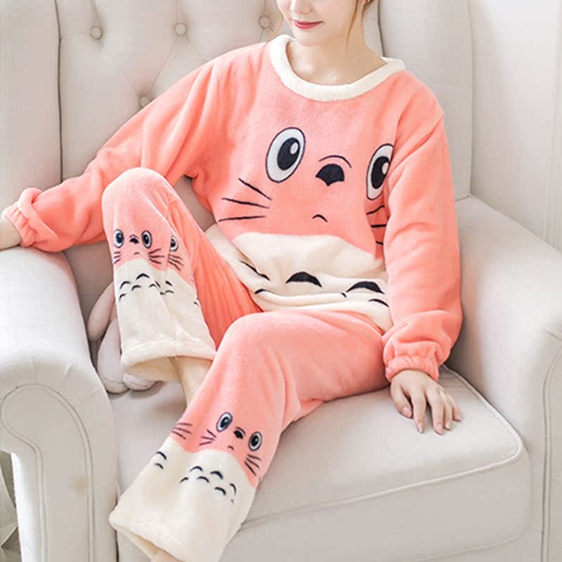 Pijamas cálidos de franela rosa para mujer, ropa de dormir|ruв категории Женская одежда, кружева свитер/шифон рубашка - от Buy2taobao.com для оказания профессиональной услуги покупки агента Taobao