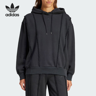 Adidas/阿迪达斯官方正品三叶草女士连帽抽绳休闲运动卫衣IY9025