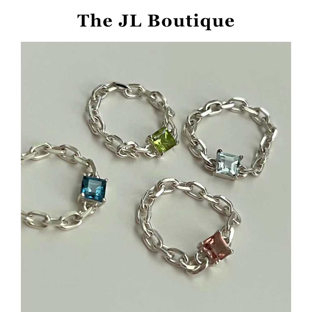 现货｜EN CE MOMENT 小众多色宝石纯银链条戒指 The JL Boutique