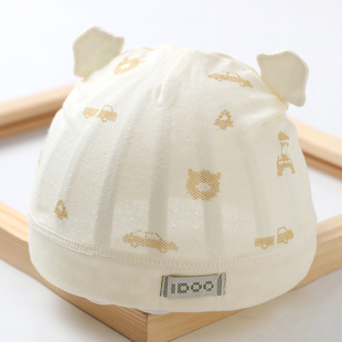 宝宝帽子夏季薄款0-6个月纯棉透气新生婴儿可爱超萌女宝男宝胎帽