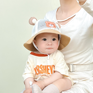 宝宝帽子夏季薄款婴儿遮阳帽1岁男宝渔夫帽防晒帽男孩太阳帽夏天