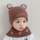 宝宝帽子秋冬款毛线帽可爱超萌婴儿针织帽套装冬季小月龄套头帽