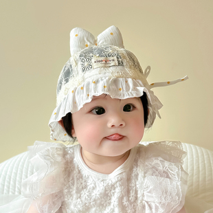 宝宝遮阳帽夏季婴儿帽子一岁女孩防晒帽可调节渔夫帽女宝太阳帽