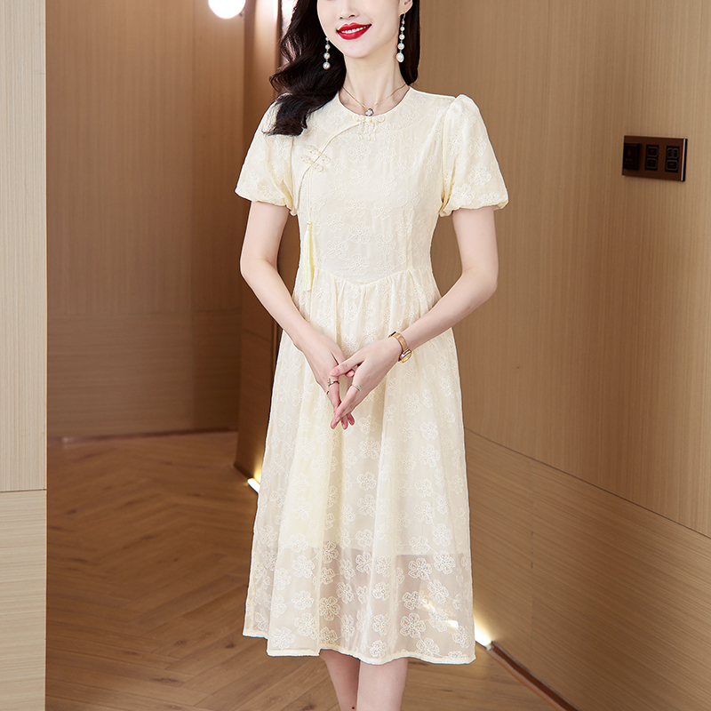 新中式国风复古改良旗袍甜美小个子修身高端精致连衣裙女夏季新款