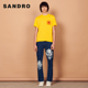 SANDRO Outlet男装时尚太阳笑脸刺绣贴袋短袖打底T恤SHPTS01054