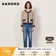 SANDRO Outlet女装初春法式印花牛仔拼接针织短款外套SFPVE00633