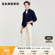 SANDRO Outlet男装时尚撞色条纹衣领拉链针织开襟衫SHPTR00396