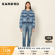 SANDRO Outlet女装初春时尚棉质圆领口袋短款牛仔外套SFPBL00587