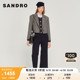 SANDRO Outlet女装法式简约条纹短款羊毛混纺西装外套SFPVE00749