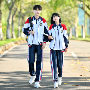 速发可批班服春季套装中小学生运动会体操校服定制三件套韩版学院