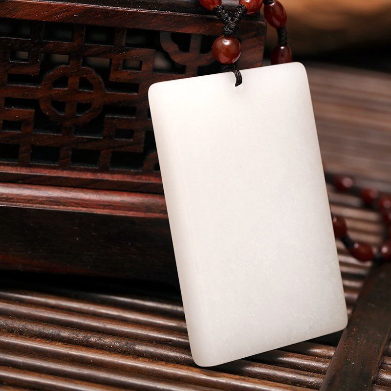 新疆和田玉吊坠白玉平安无事牌男女平安牌羊脂白玉牌玉坠挂件