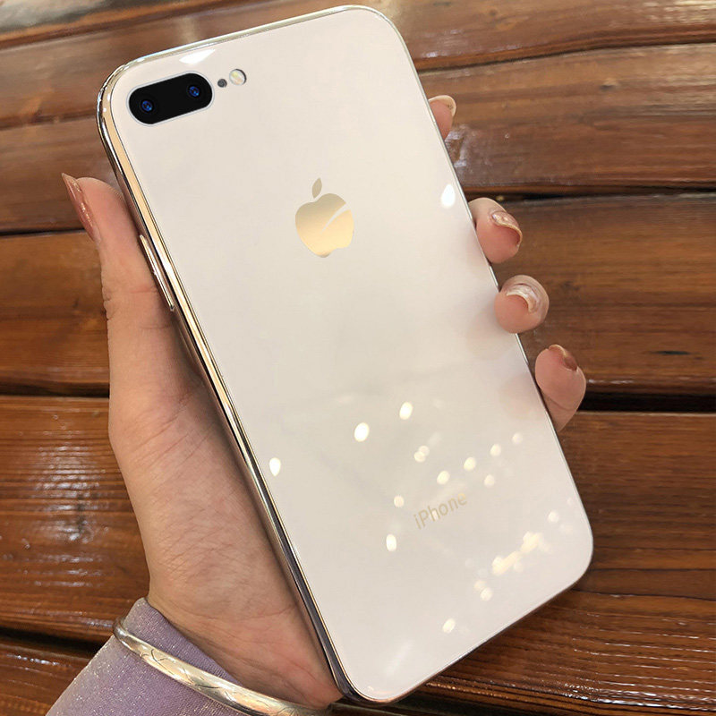 壳玻璃6splus电镀6镜面8网红p男7女se2同款p后套sp外puls白色iphone7
