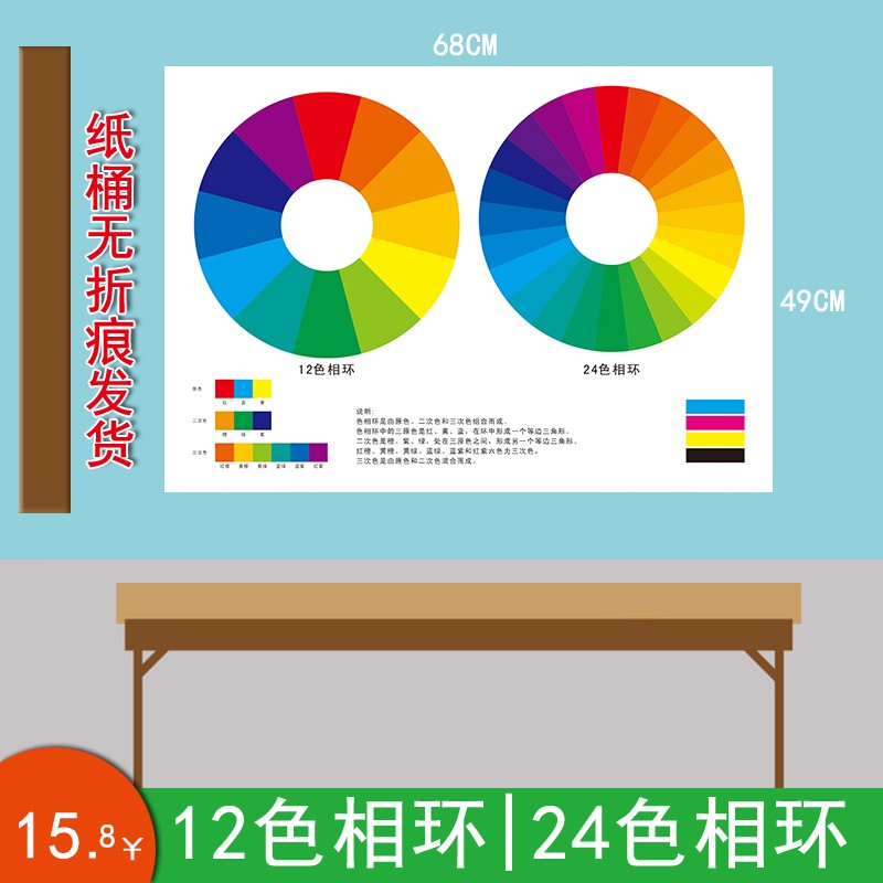 天猫正品印刷与广告设计标准12色t环与24色相环色卡色谱色环