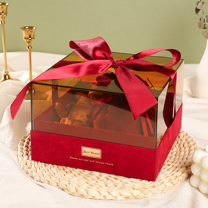 高档礼盒空盒子伴娘伴手礼大号亚克力透明香水口红礼物精致包装盒