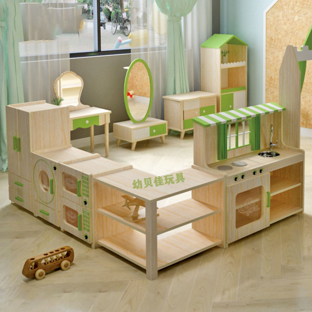 亲子幼儿园组合玩具柜木质梳妆台化妆台儿童角色扮演过家家游戏屋