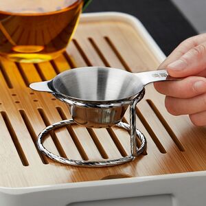 美斯尼茶滤家用304不锈钢过滤网创意茶叶过滤器滤茶网茶漏架茶隔.