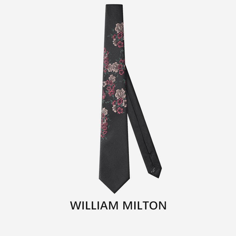 WILLIAM MILTON甄选繁花似锦真丝刺绣领带男士轻奢商务时尚礼盒装