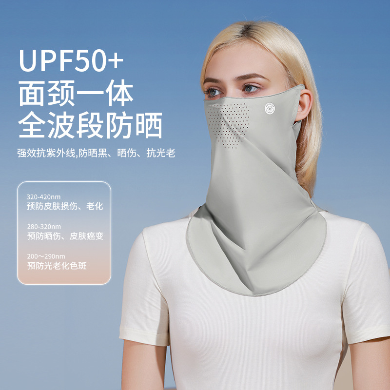 2024夏防晒面罩口罩遮全脸护颈透气防紫外线冰丝无痕防晒挂耳面纱