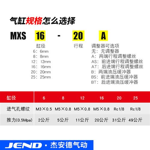 MXS6-10AS气动8X40BT滑台12X50BS气缸16X30AT直线20导轨25X75X100