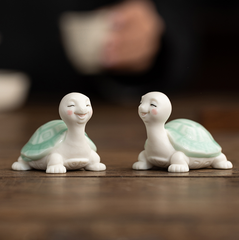 陶瓷小乌龟茶宠摆件可爱卡通长寿龟茶玩配件创意茶台茶桌小装饰品