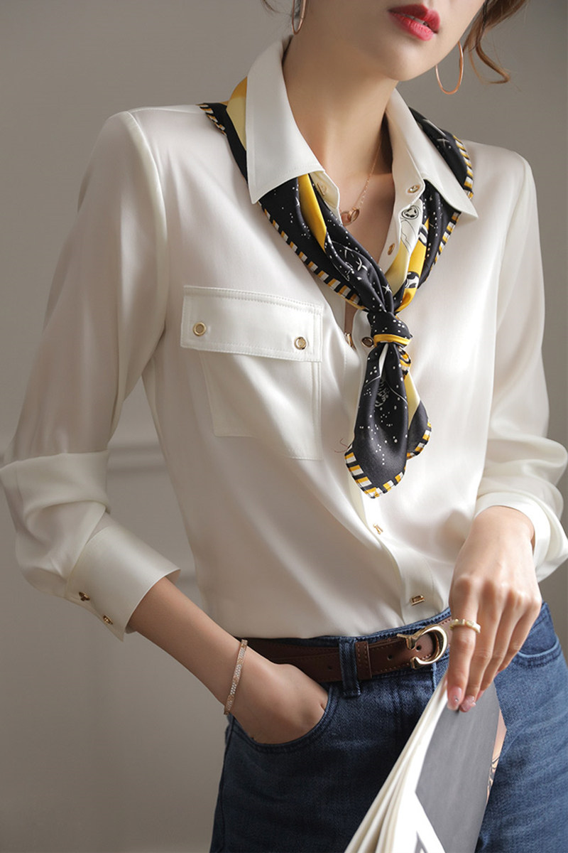 气质高级醋酸绸缎别致衬衫女设计感小众港味职业2022早春新款上衣