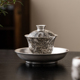 墨龙纯银999盖碗单个盖子高档鎏银功夫茶具小套装三才泡茶杯茶碗