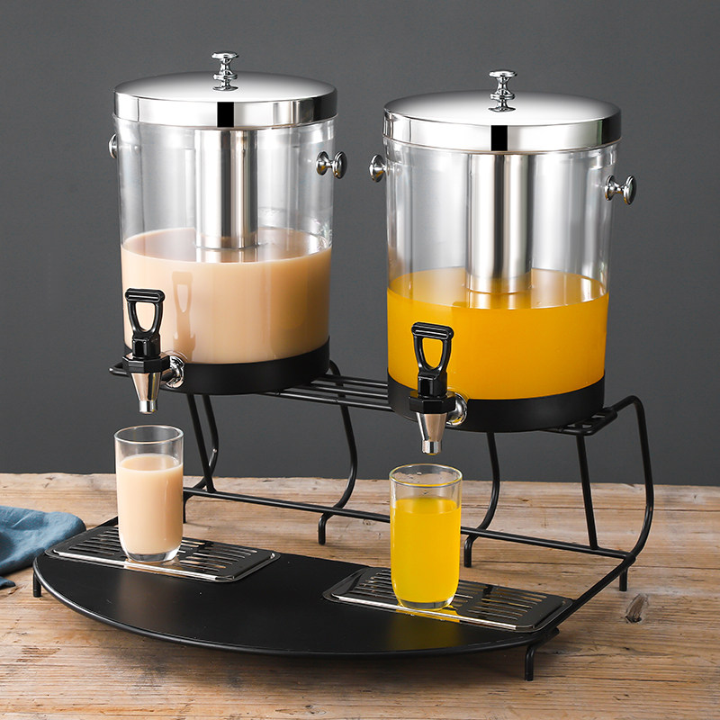 商用自助餐厅果汁桶带龙头果汁鼎不锈钢冷饮饮品桶透明自助饮料桶