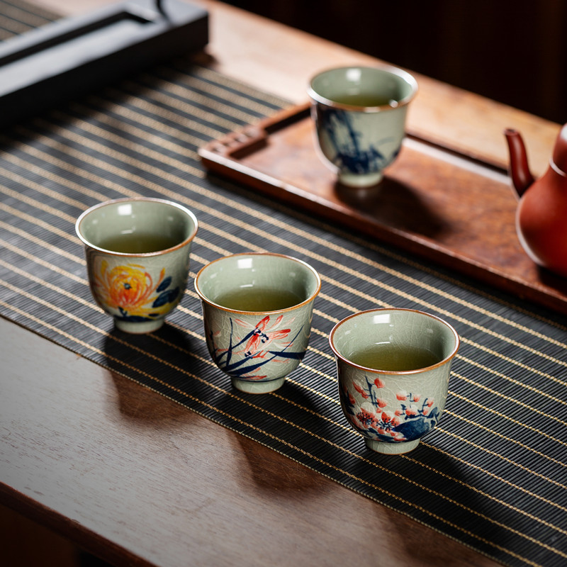 景德镇陶瓷手绘茶杯梅兰竹菊小号品茗杯客杯主人杯花神杯复古茶具