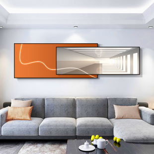 轻奢客厅装饰画叠加双框画沙发背景墙挂画简约3D立体现代壁画高端