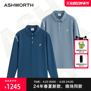 ASHWORTH雅狮威24春夏运动速干衣男长袖翻领休闲透气速干polo衫男