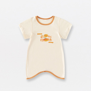 婴儿睡袍夏季短袖薄款莫代尔宝宝睡衣家居服儿童连体睡衣空调服