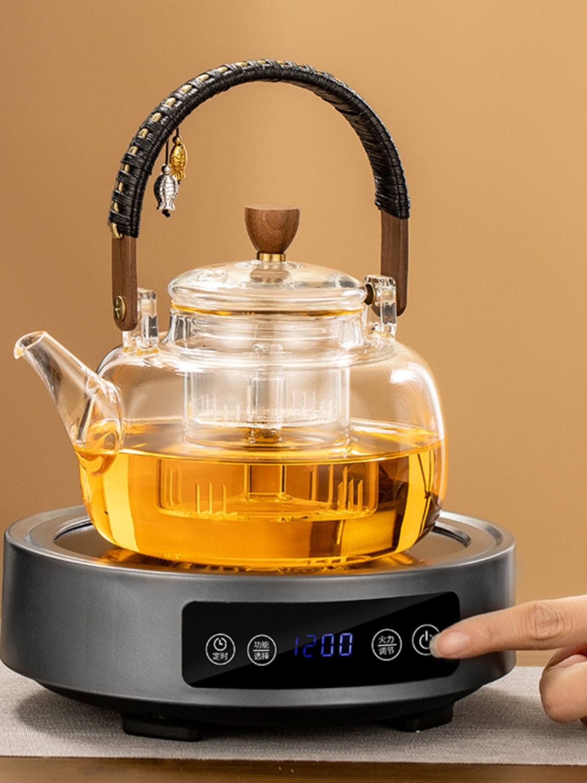 戈米蒸煮茶壶电陶炉玻璃烧水壶家用茶具全自动小型围炉煮茶器套装