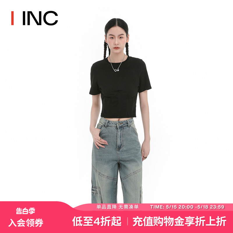 【pushBUTTON设计师品牌】IINC 春夏修身圆领短袖T恤时尚女