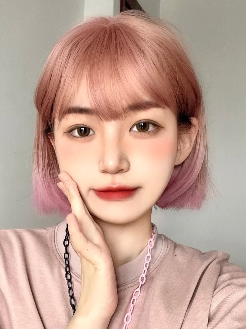 假发短发女夏季网红渐变粉色减龄学生bobo头日系jk少女自然全头套