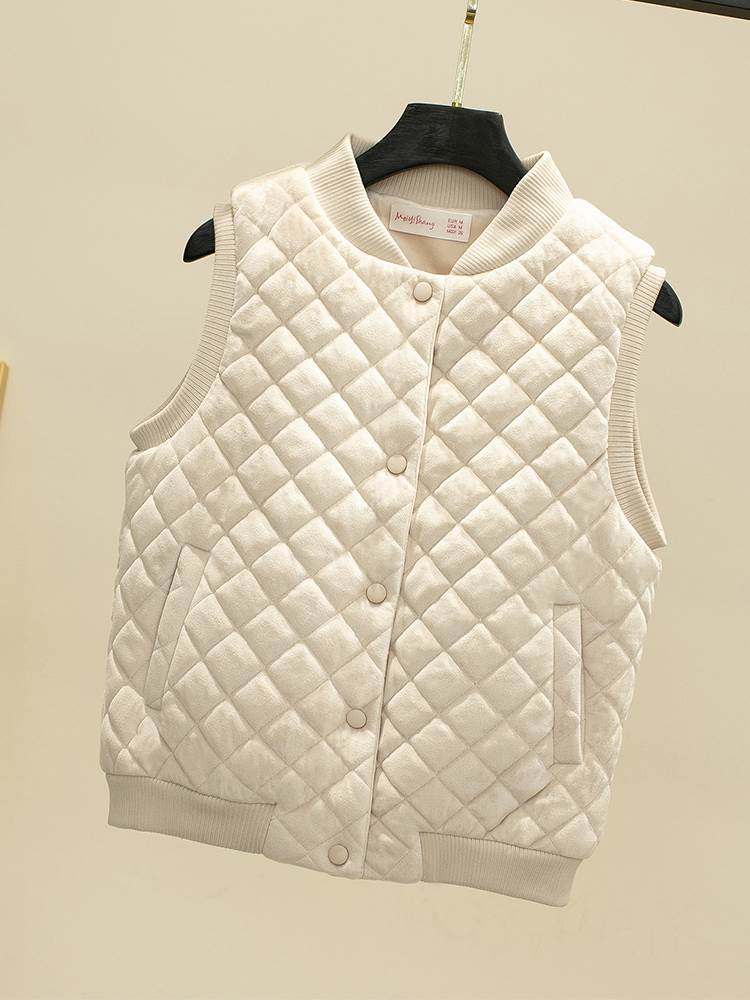 2021秋冬新款韩版羽绒棉小马甲女外套短款金丝绒背心坎肩马夹外穿