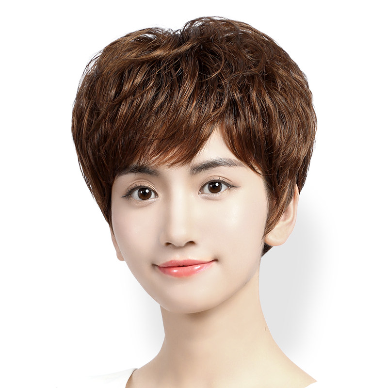 假发真发全真人发全头套短发女中老年假发套真人发丝妈妈新款自然