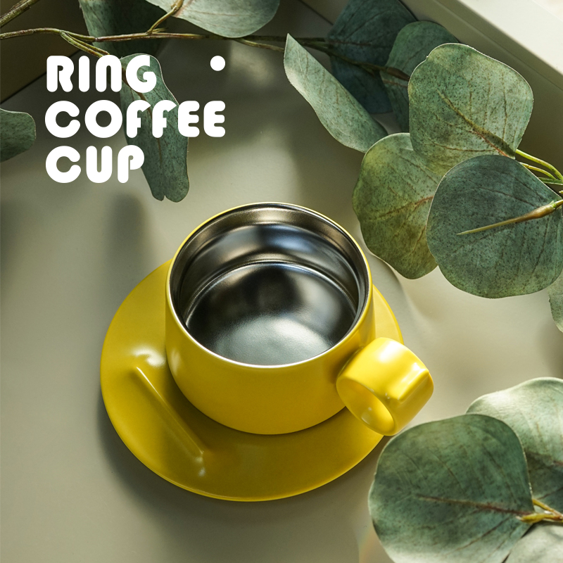 飞形物 Ring Cup指环咖啡杯子芥末黄色设计原创礼物景德镇陶瓷