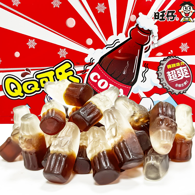 旺旺旺仔qq糖4包70g/20g可乐味苹果草莓味大软糖果儿童零食