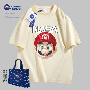 NASA联名2024夏季新款卡通印花男女同款短袖纯棉情侣T恤02