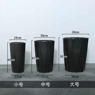 特大号陶瓷花盆黑色优雅高款方形超大30cm以上种大型绿植家用客厅