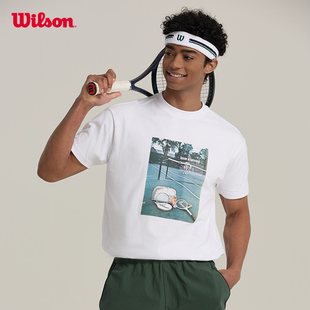Wilson威尔胜官方24夏季新款男士WILSON SPORT图案网球休闲短袖T