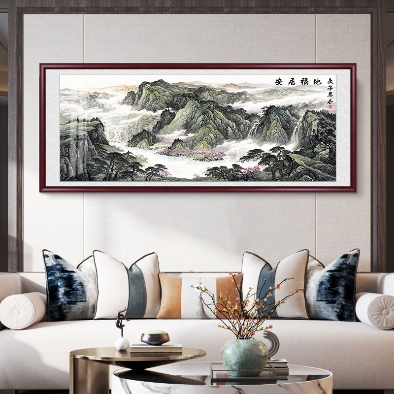 中堂画客厅挂画农村堂屋大气鸿运当头国画山水画办公室装饰画壁画