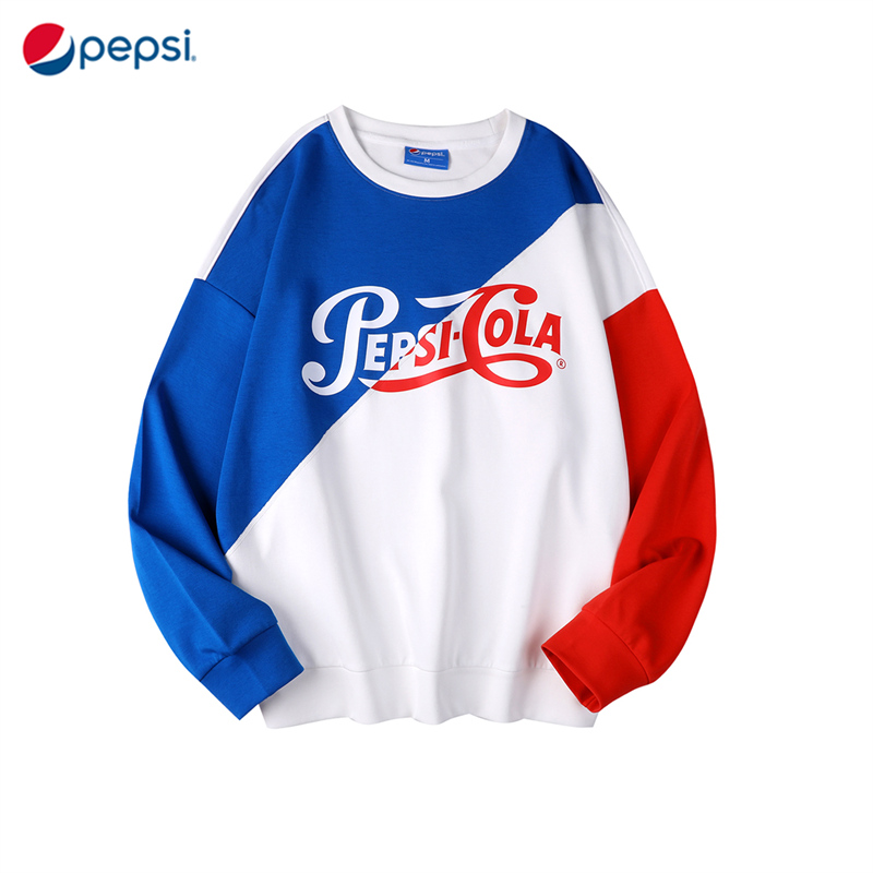 pepsi百事可乐2021薄款潮牌撞色圆领卫衣宽松春秋情侣卫衣ins潮
